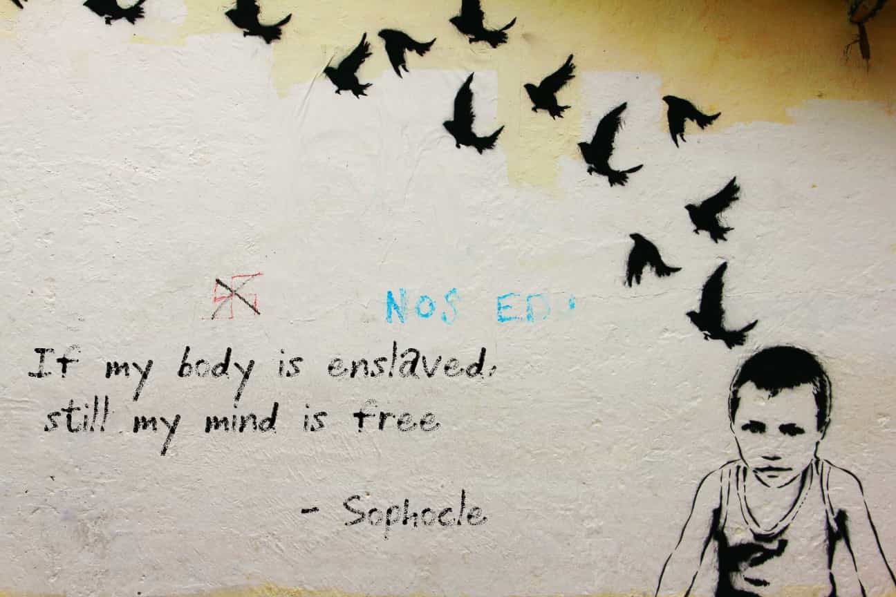 if my body is enslaved, still my mind is free, sophocle - yoga en prison